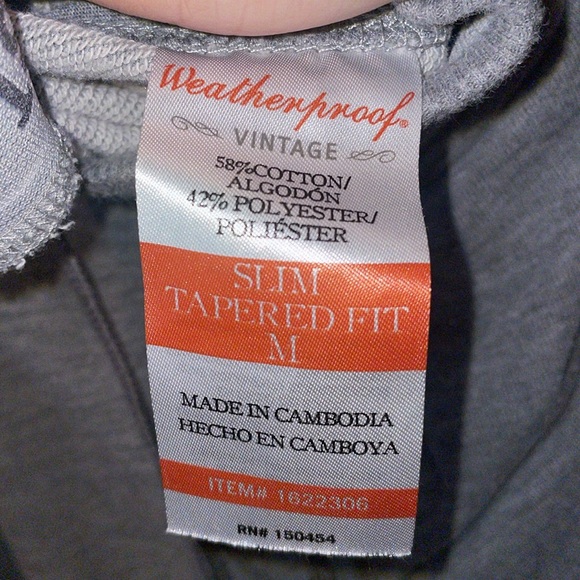 🍉 Men’s Medium Weatherproof Vintage Slim Tapered Fit Grey Sweatpants - Picture 3 of 5